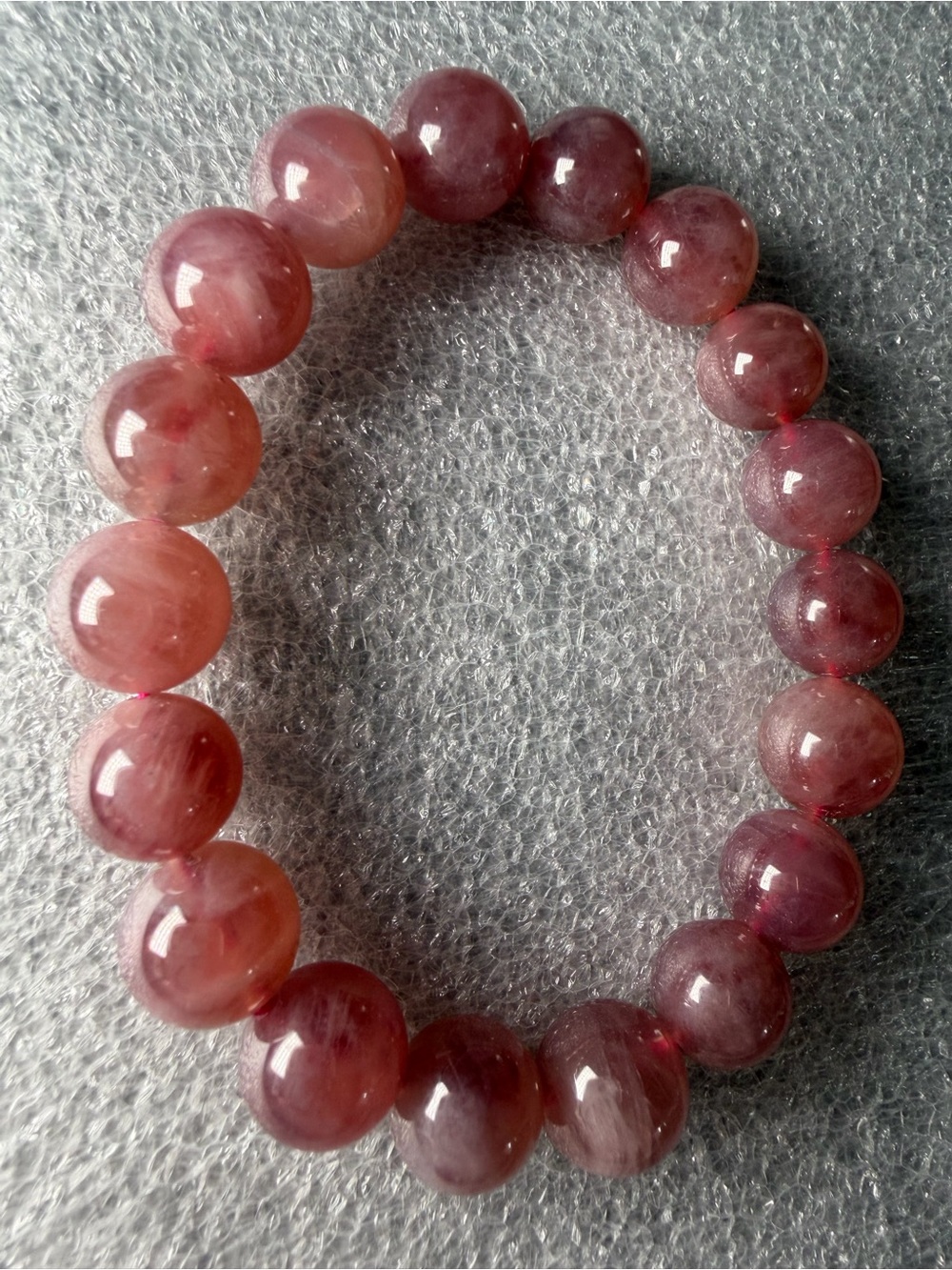 Beautiful 11MM Deep Berry Rose Quartz Natural Crystal Bracelet